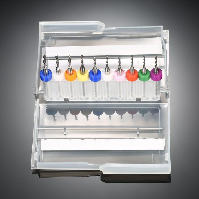 10-teiliges Kkmoon Wolframkarbid-Mikrobohrer-Set in Multicolor, Gravurwerkzeuge für Leiterplatten mit 1,1-2,0 mm - Bild 1