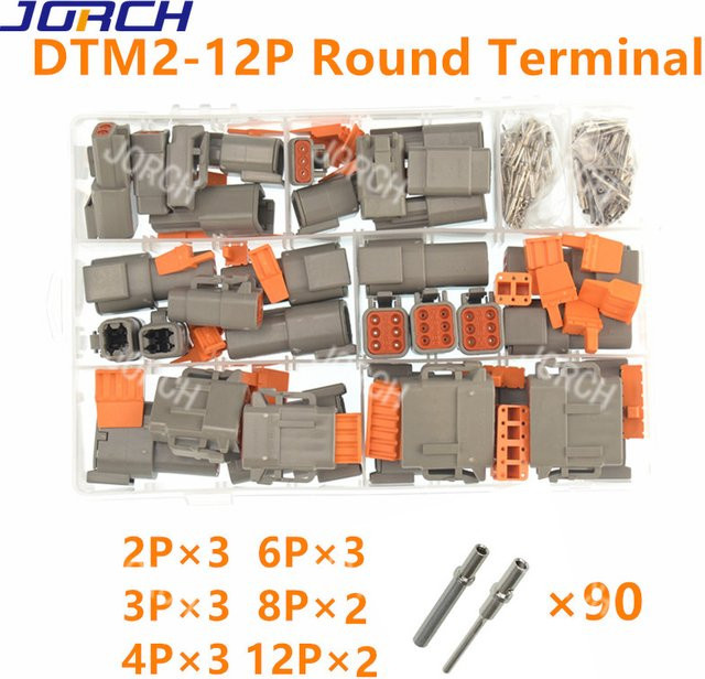 Jorch 202-teiliges DTM wasserdichtes Kabelverbinder-Set mit Pins in Grau für Automotive-Steckverbinder DTM06 und DTM04 - Bild 1