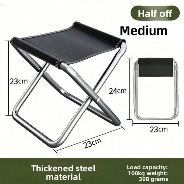 MTMA Outdoor Klapphocker Tragbarer Campingstuhl in Schwarz - Bild 1
