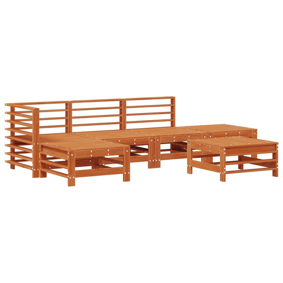 vidaXL Garten-Lounge-Set 5-teilig aus massivem Kiefernholz in Braun mit modernem L-Shape Design - Bild 2