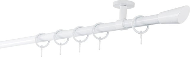 ONDECO Deckenträger Classic 1-läufiges Rohr in Weiß, Endstück rag Größe: 250 cm, Durchmesser: 20 mm - Bild 1