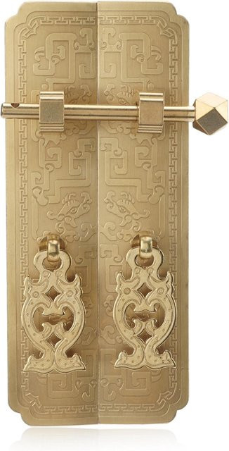 Igeteck Antiker Schubladengriff mit Drachenmuster aus Messing in Gold, Breite: 16 cm - Bild 1