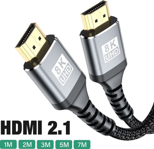 Nephy HDMI 2.1 Ultra High Speed Kabel 8K/60Hz und 4K/120Hz mit 48Gbps und HDR in Grau, Länge: 7 m - Bild 1