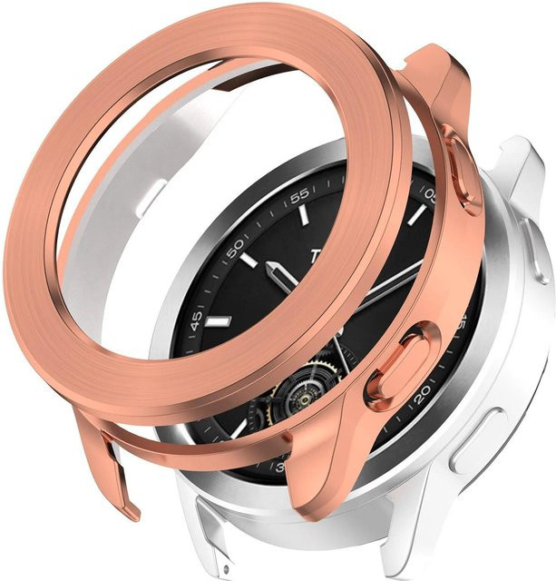 PINSENDA Smartwatch Armband Abdeckung, TPU Rahmen, Ersatz Uhren Lünette Ring, Xiaomi Watch S3, Roségold, Kunststoff, Edelstahl, Unisex - Bild 1