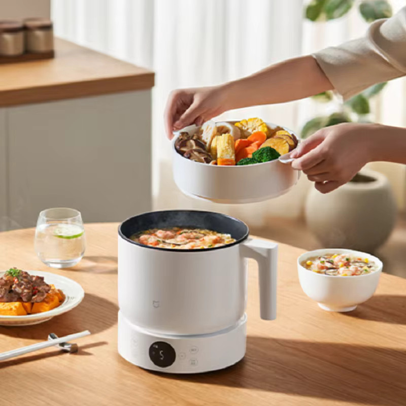 MIJIA Multifunktionskocher in Weiß mit 1,5 l Volumen, trennbarer elektrischer Dampfgarer und Hotpot mit 5-Stufen-Temperaturregelung und Timerfunktion - Bild 3