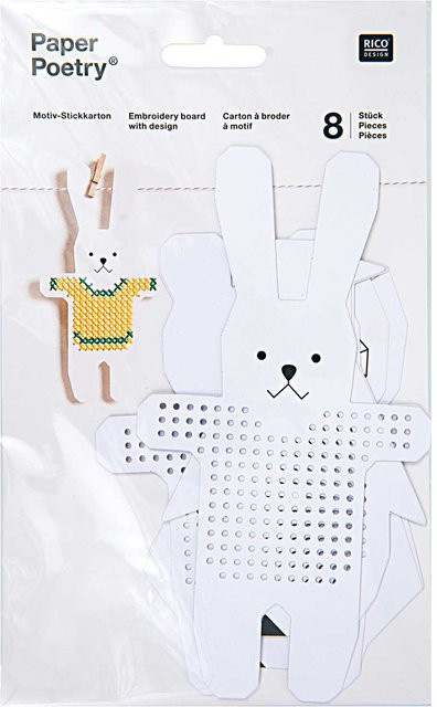Rico Design Paper Poetry Stickkarton mit Pinguin, Bär, Hase und Eule in Multicolour, 10 x 15 cm - Bild 1