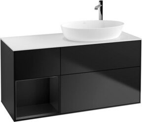 V&B Waschtischunterschrank Finion mit Wandbeleuchtung in Blau lackiert, Breite: 120 cm, Tiefe: 50,1 cm, Höhe: 50,1 cm - Bild 1