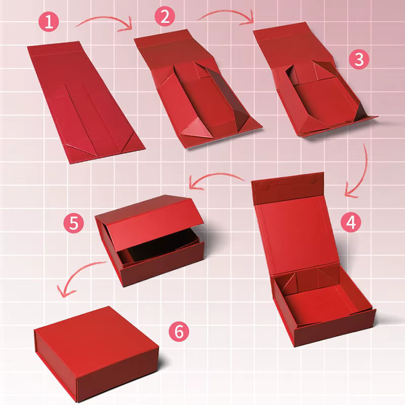 Luxus Geschenkbox aus Papier mit Magnetverschluss in Rot für Schmuck, Kosmetik oder Kleidung mit individuellem Markenlogo - Bild 4