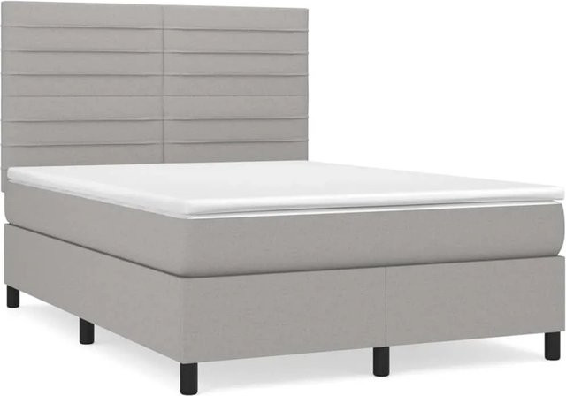 vidaXL Boxspringbett mit Matratze Hybrid-Design in Hellgrau, B/T: 140 x 200 cm - Bild 1