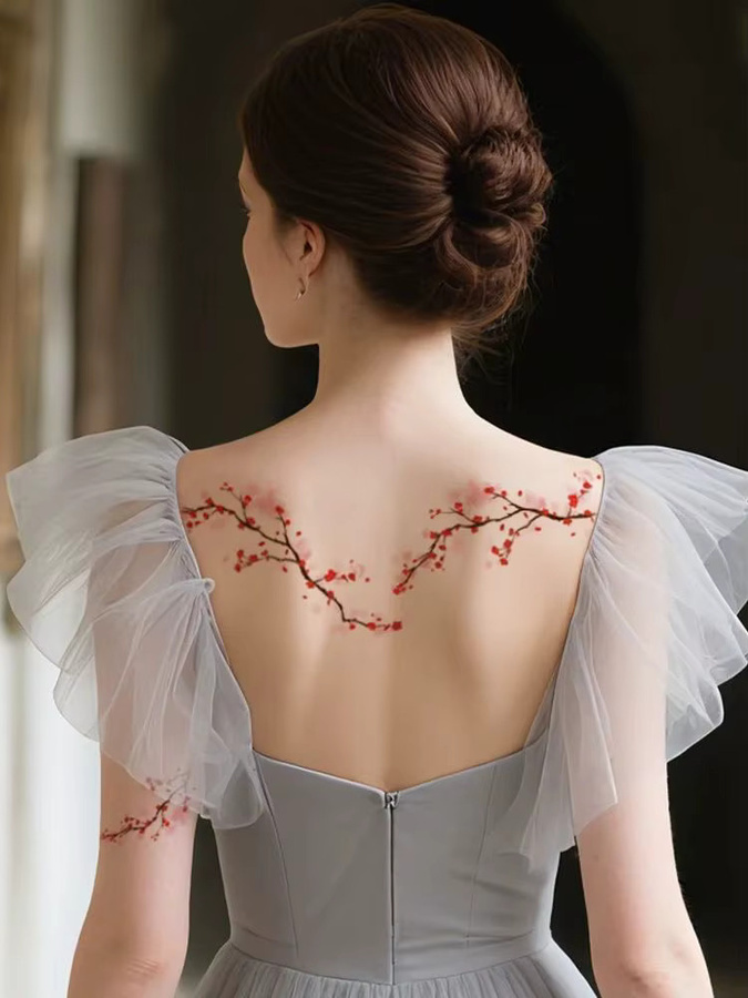 ROCOOART Temporäre Tattoos, Blumen, 6 Blatt, Damen - Bild 3
