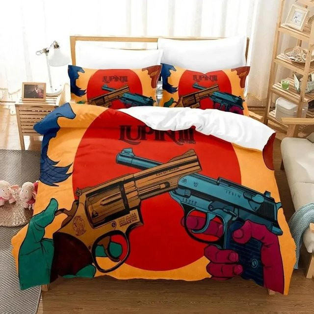 JMG Household Supplies Anime Lupin III Mine Fujiko Bettwäscheset aus Mikrofaser, 2-teilig, Mehrfarbig, Breite: 70 cm, Länge: 133 cm - Bild 1