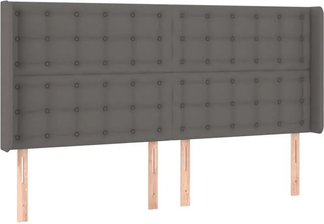 vidaXL LED Kopfteil in Grau aus Kunstleder mit integrierter Beleuchtung und USB-Ladeport, B/T/H: 183 x 16 x 118/128 cm - Bild 1