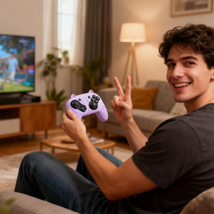 Silikon-Schutzhülle für Switch 2 Pro Controller mit Daumenkappen in Gelb, rutschfeste Hautabdeckung für dein Gaming-Zubehör - Bild 3