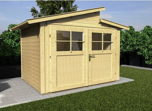 WEKA Gartenhaus 226 Gr.2 aus europäischer Fichte in Beige mit Pultdach und Vordach B/H/T: 267 x 252 x 239 cm - Bild 3