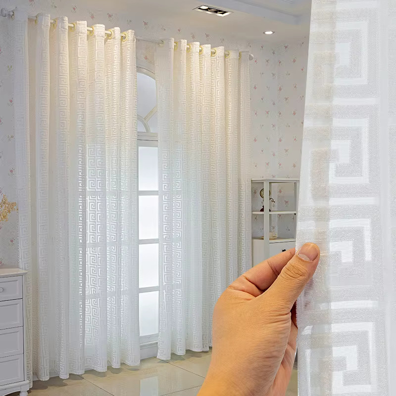 CENTURyMiG Transparenter Fenstervorhang in Beige oder Weiß mit Wärmeisolation und Glamour-Design - Bild 1