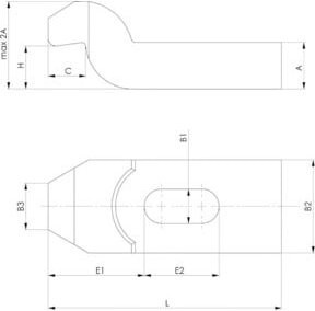 AMF Gabelspanneisen 6315GN mit Nase, Nut 22 mm, Länge 250 mm, Stahl matt - Bild 1