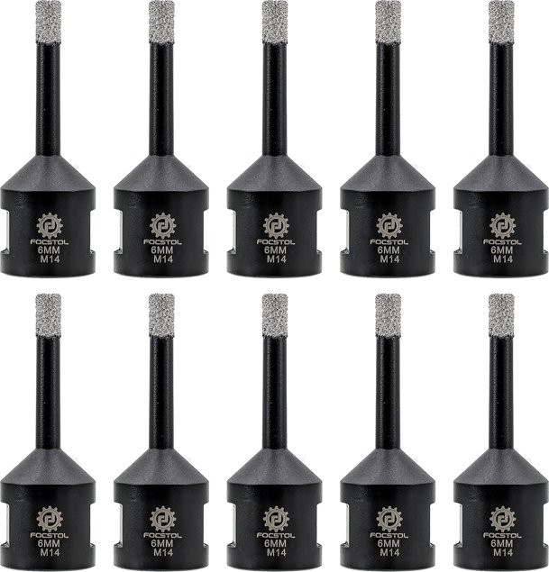 FOCSTOL 5-teiliges Diamantbohrer Set mit M14-Gewinde für Fliesen, Keramik, Marmor und Granit, Durchmesser: 6 mm, 8 mm und 10 mm - Bild 1