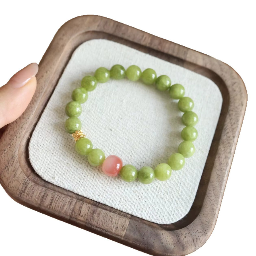 YNO Armband, Olivin-Kristall, grüne Perlen, 8 mm, Damen - Bild 5