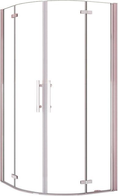 AICA Runddusche Faltbare Duschkabine Viertelkreis Duschabtrennung aus ESG Sicherheitsglas mit Nano-Beschichtung, Farbe: Transparent/Silber, B/T/H: 80 x 80 x 195 cm - Bild 1