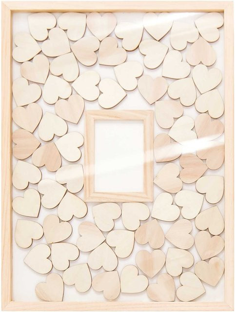 Rico Design Gästebuch Rahmen mit 70 Holzherzen in Natur - Bild 1