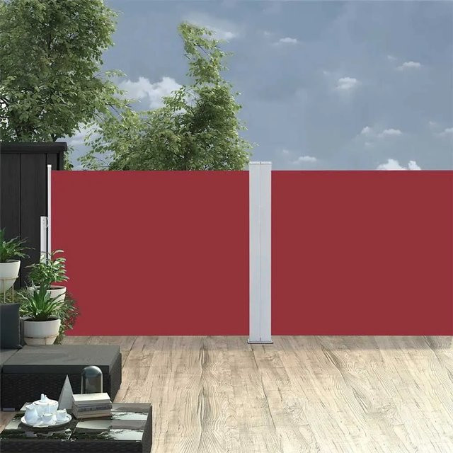 Furnicato Ausziehbare Seitenmarkise aus Polyester in Rot mit automatischer Aufroll-Funktion, Höhe: 140 cm, Breite: 1200 cm - Bild 1