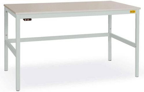Manuflex CANTOLAB ESD-Arbeitstisch Standard mit Melaminplatte, Lichtgrau, B/T/H: 125 x 80 x 76,5-78,5 cm - Bild 1