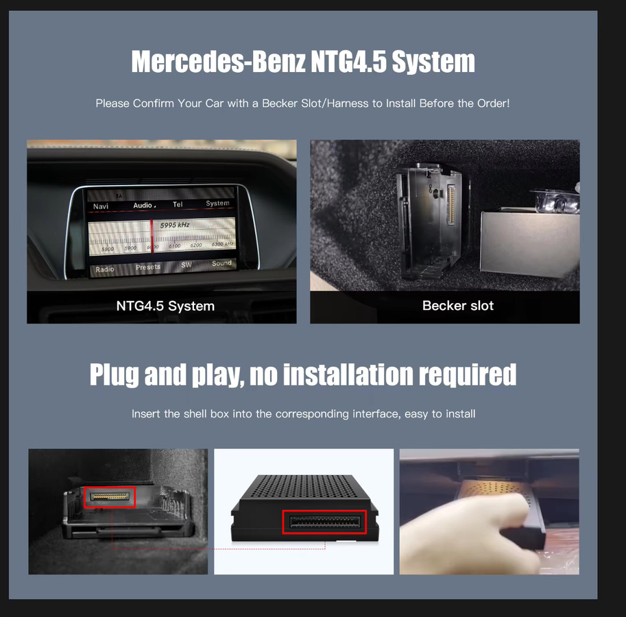 CARABC Wireless CarPlay und Android Auto Navigationsmodul für Mercedes Benz NTG4.5 Systeme in Schwarz - Bild 4