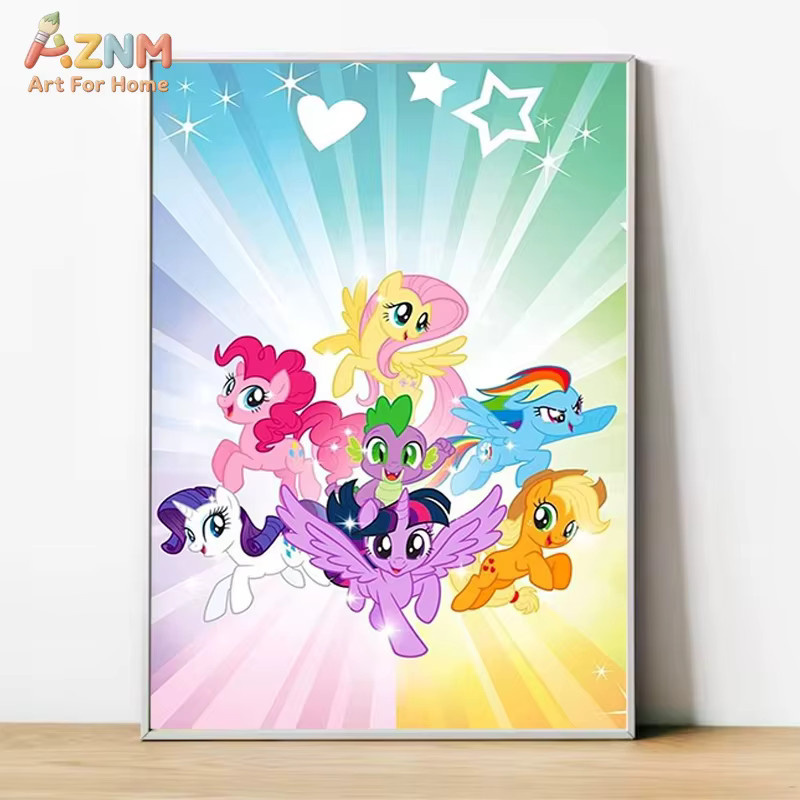 KAYOU Wandposter My Little Pony Illustration auf Leinwand, buntes Kinderzimmer-Dekorationsgemälde für Schlafzimmer - Bild 1