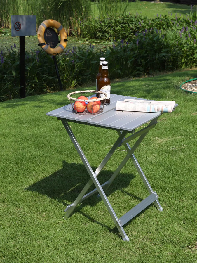 WOLTU Aluminium-Klapptisch für Garten und Camping, faltbarer Picknicktisch aus Metall in Schwarz oder Silber, rechteckiger Beistelltisch für Balkon und Outdoor-Aktivitäten - Bild 3