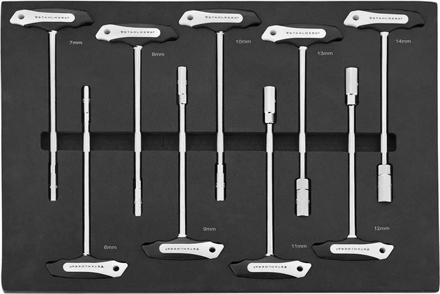 STAHLWERK Werkzeugwageneinlage 9-teiliger Schraubendrehersatz mit T-Griff aus Chrom-Vanadium in Schwarz und Silber - Bild 1
