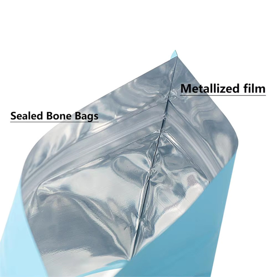 50 Stück transparente Mylar-Beutel aus Aluminiumfolie mit Fenster für Tee, Snacks und Nüsse, feuchtigkeitsbeständig, blau - Bild 2