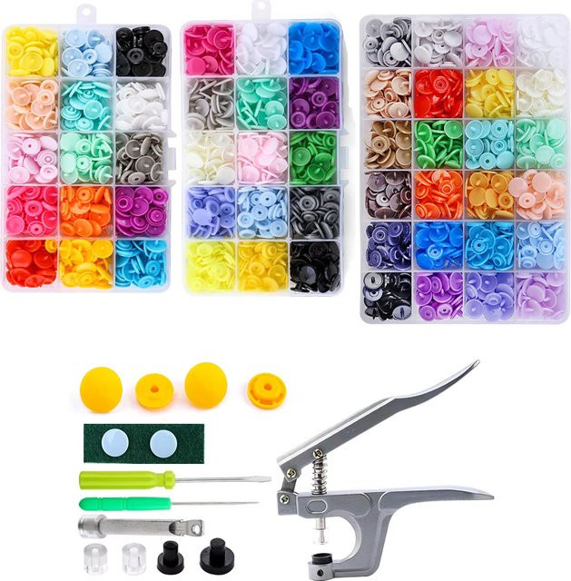 DUCRYSTAL T5 Kunststoff-Druckknopf Set mit Zange und Organizer-Behälter für DIY-Kleidungsstücke - Bild 1