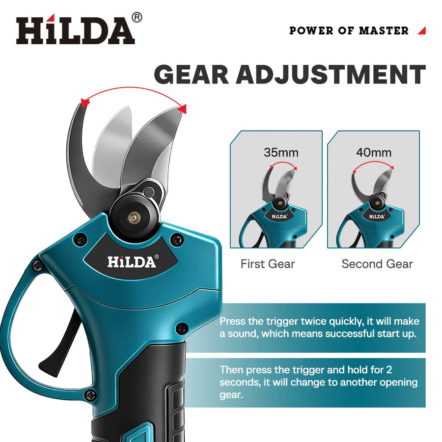 HILDA Elektrische Gartenschere mit bürstenlosem Motor für Makita LXT Akkus, professioneller Zweigschneider für Blumen und Obst - Bild 3