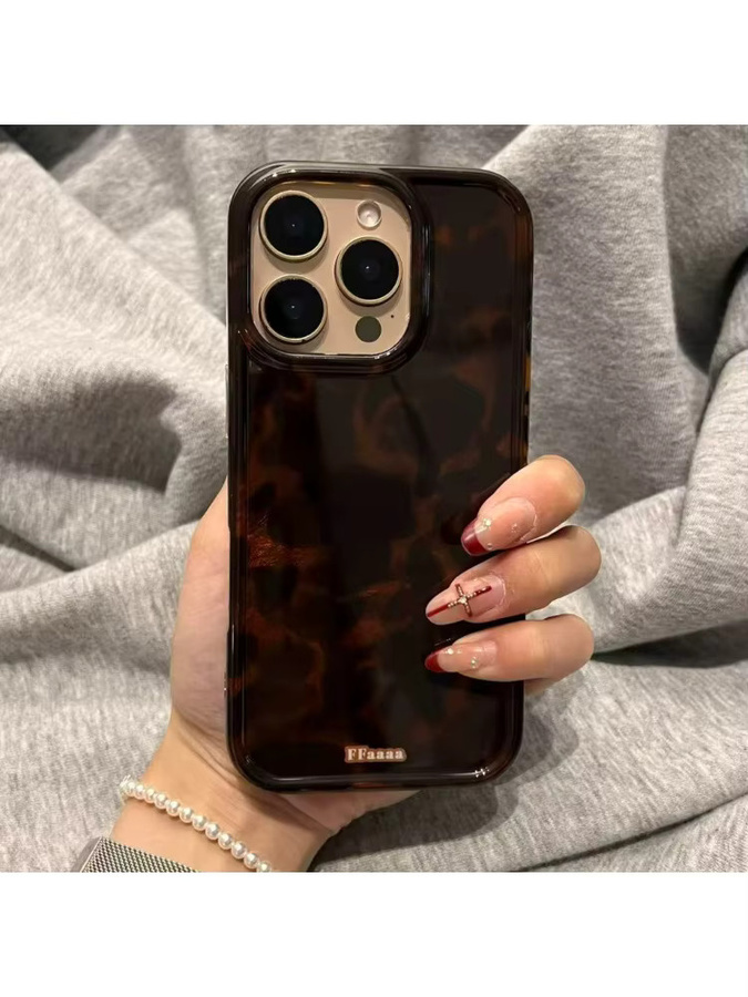 Huitong Kraft Handyhülle im koreanischen Retro-Stil mit Leopardenmuster für Apple iPhone 15 und iPhone 16 Pro Max in Braun - Bild 3