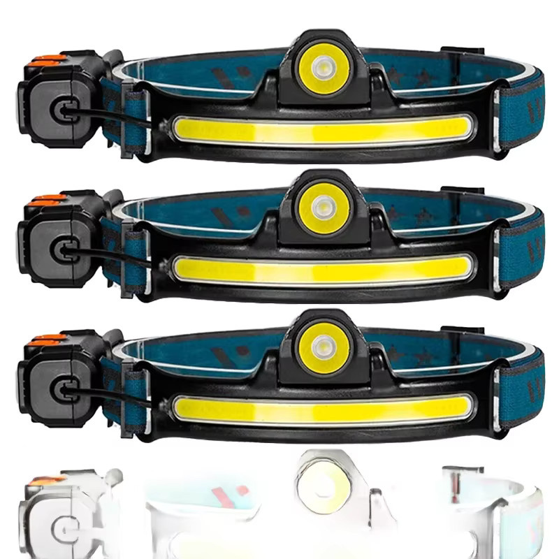 XIWANGFIRE LED Stirnlampe mit XPG+COB Zoom und USB-Ladung, wiederaufladbarer Induktionsscheinwerfer in Schwarz für Outdoor, Camping und Angeln - Bild 7