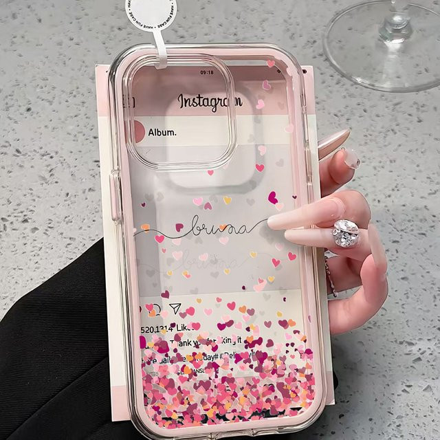 Transparente Candy Handyhülle mit Herzdesign für Apple iPhone 11 12 13 14 15 16 17 Pro Max Plus Air, stoßfeste Schutzhülle - Bild 1