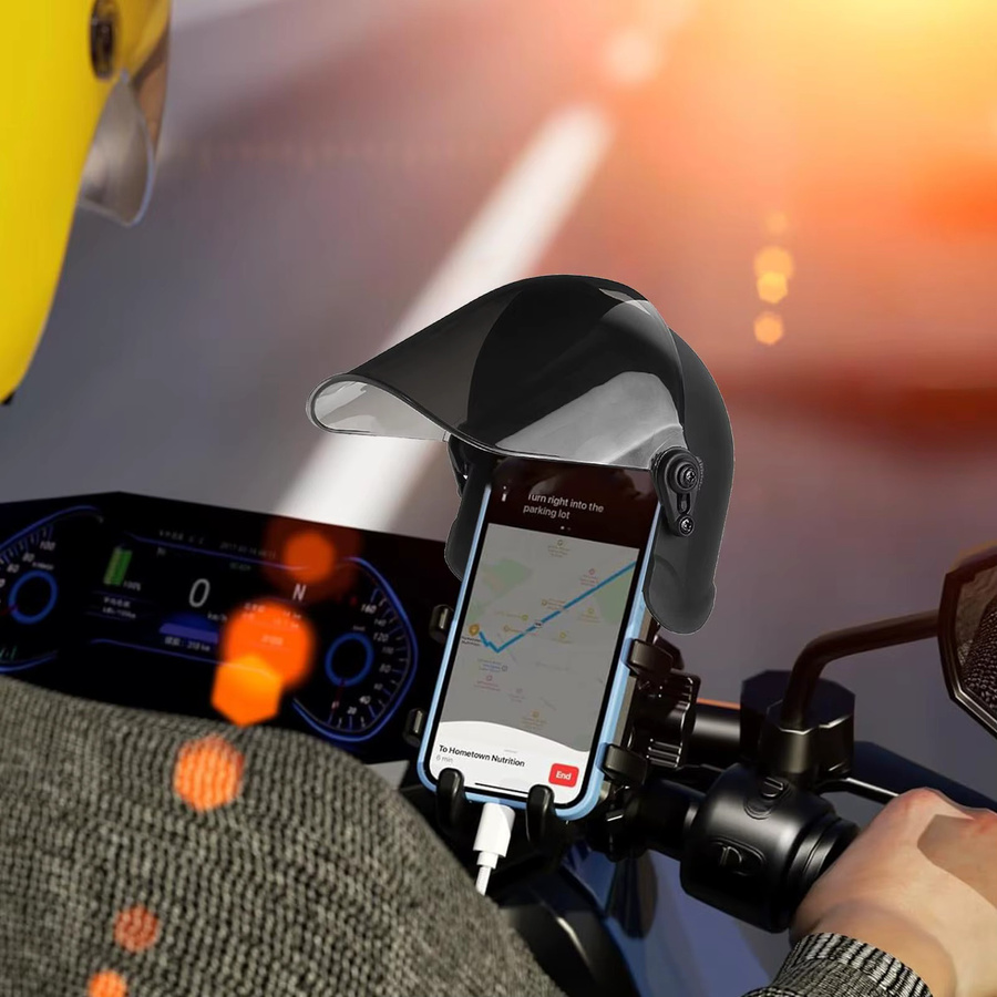 Wasserdichter Handyhalter für Motorradhelm und Sonnenhut in Schwarz mit integriertem Regenschutz und Sonnenschutz - Bild 3