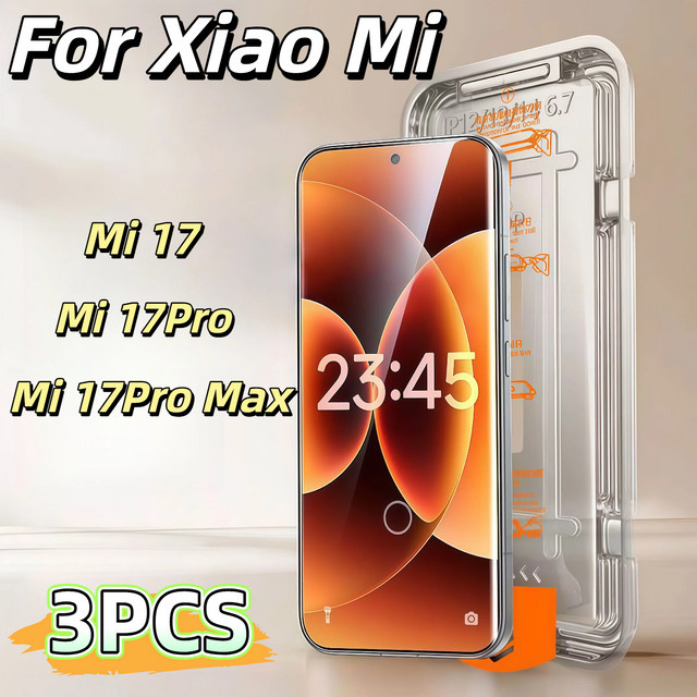 3er-Set gehärtetes Glas Schutzfolie für Xiaomi 17 Pro Max und 17 Pro, transparent, inklusive Installationskit - Bild 1