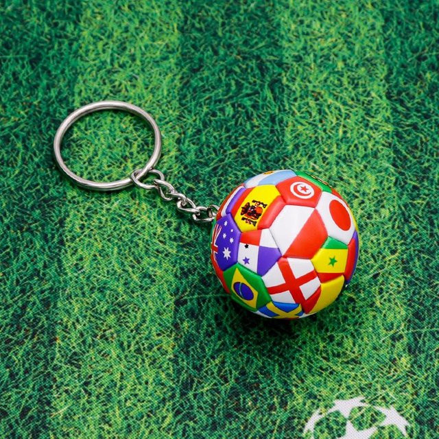 Fußball-Schlüsselanhänger, 3D-Kugelanhänger, weiß, Unisex - Bild 1