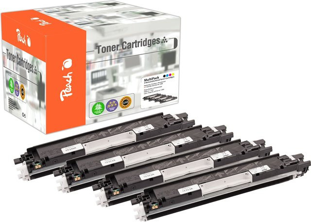Peach Toner-Kartuschen-Set für HP 126A (Schwarz, Cyan, Magenta, Gelb) kompatibel mit HP Color LaserJet Pro CP 1000 und HP LaserJet CP 1000, wiederaufbereitet - Bild 1