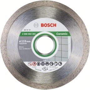 Bosch Diamanttrennscheibe Standard for Ceramic Silber Durchmesser: 115 mm, Bohrung: 22,23 mm, Dicke: 1,6 mm, Randstärke: 7 mm - Bild 1