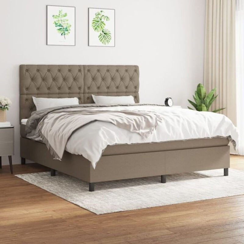 Vidaxl Boxspringbett mit Matratze in Taupe Meliert aus Stoff, B/T/H: 160 x 200 x 118 cm - Bild 1