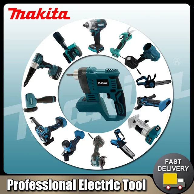 Makita Multifunktionales Elektrowerkzeug-Set mit Trimmer, Schneider, Luftpumpe, Fliesenverlegemaschine und Fettpresse - Bild 1