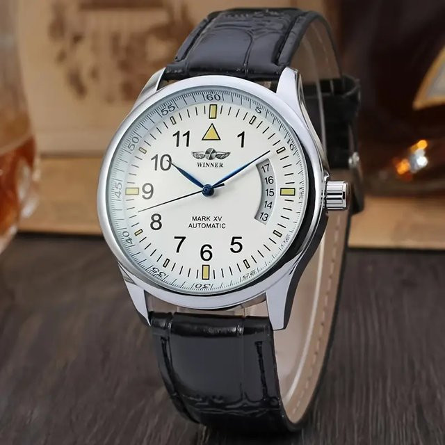 FORSINING Digitaluhr, Automatik, Weiß, Leder, Herren - Bild 1