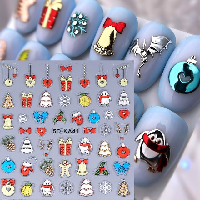 Full Beauty Nagelaufkleber Chrom Cartoon Pinguin, Metallic - Bild 1