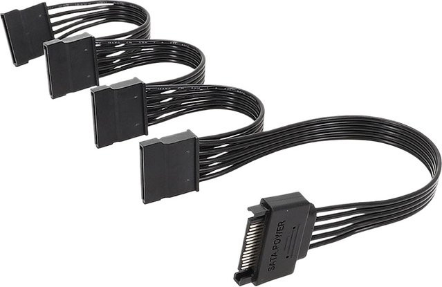 BOHCHONG SATA 15Pin Flaches Netzteil Stromkabel Erweiterung für PC Hardware, Schwarz - Bild 1