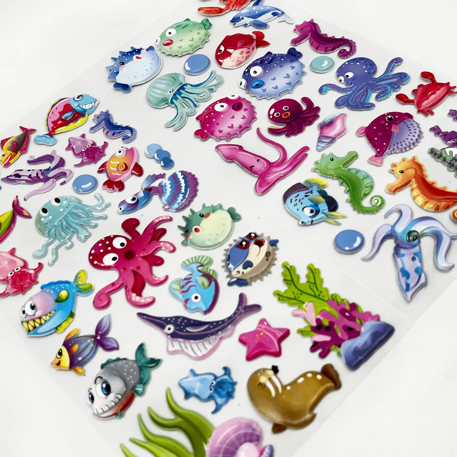 4 Stück 3D Puffy Aufkleber mit Oktopus-Motiv in Multicolour für Scrapbooking und DIY Journaling - Bild 1
