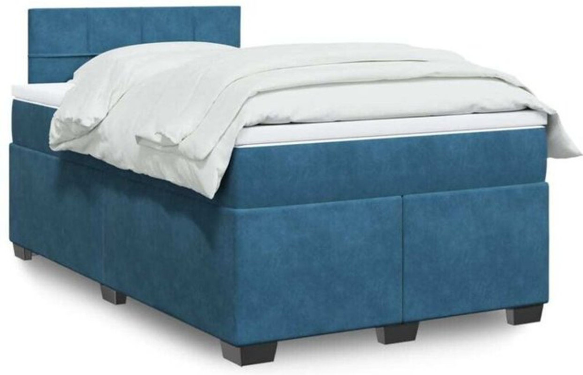 Vidaxl Boxspringbett mit Matratze aus Samt in Blau, B/T/H: 190 x 120 x 100,5 cm - Bild 1
