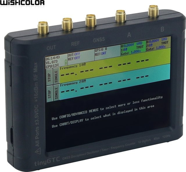 Wishcolor TINYGTC ZC407 Handgehaltener 12-Bit Hochpräzisions-Frequenzzähler 0,1Hz-7GHz in Schwarz mit GNSS-gesteuertem Oszillator - Bild 1