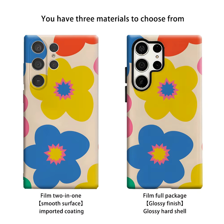 Stoßfeste Handyhülle im Retro Pop Blumen Design für Samsung Galaxy S26 S25 S24 S23 Ultra Plus, robuste Doppelschicht Rückabdeckung, Mehrfarbig - Bild 2
